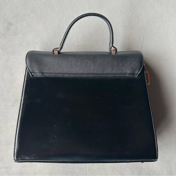 Ted Baker ~ Faux Leather Tote with Top Handle ~ Black with Rose Gold Hardware - Picture 10 of 17
